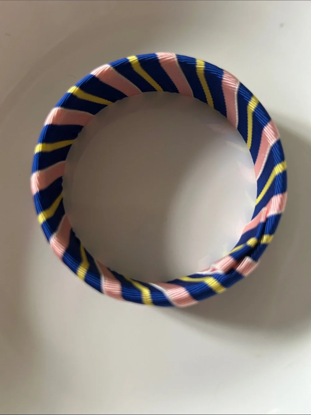 Melly M Striped  Ribbon Bracelet in Blue, Pink and Yellow